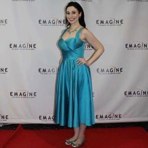 Unique Vintage Turquoise Satin Tea-Length Gown NWT